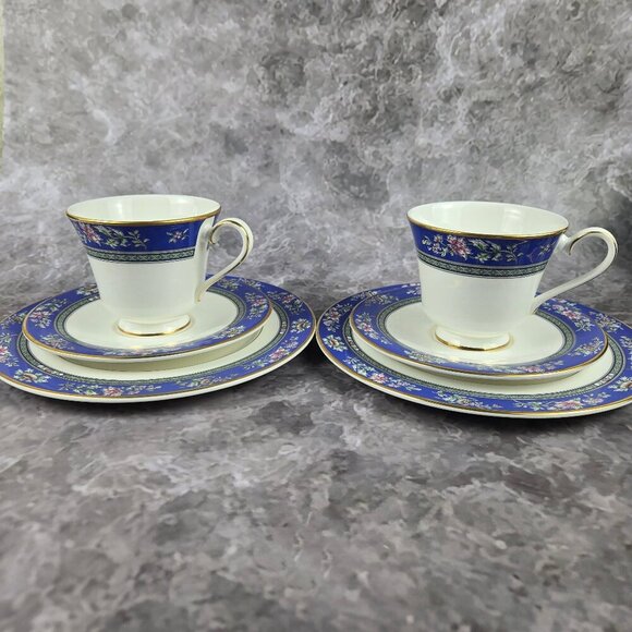 Vintage Royal Doulton Austin English Fine Bone China 2 Each Cups Saucers Plates - Picture 1 of 16